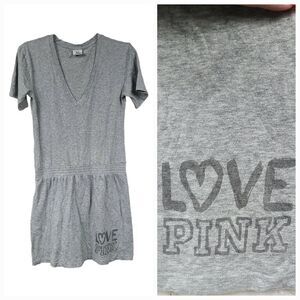 PINK Victoria's Secret Comfy Dress Heather Gray Drop Waist Mini Casual Knit Tee